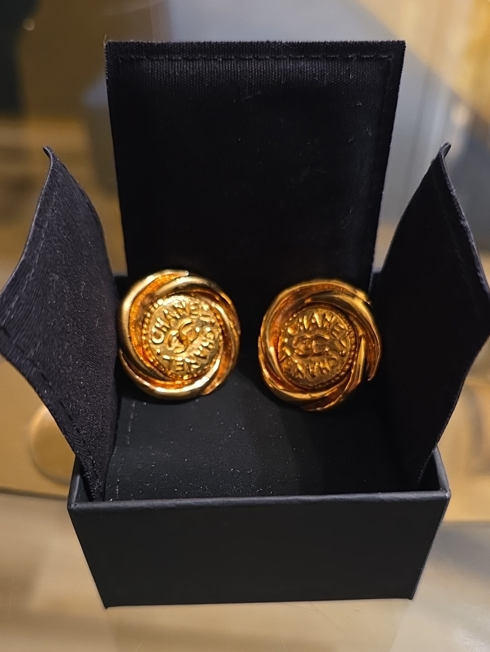 CHANEL Gold-plated Medallion Clip-On Earrings
